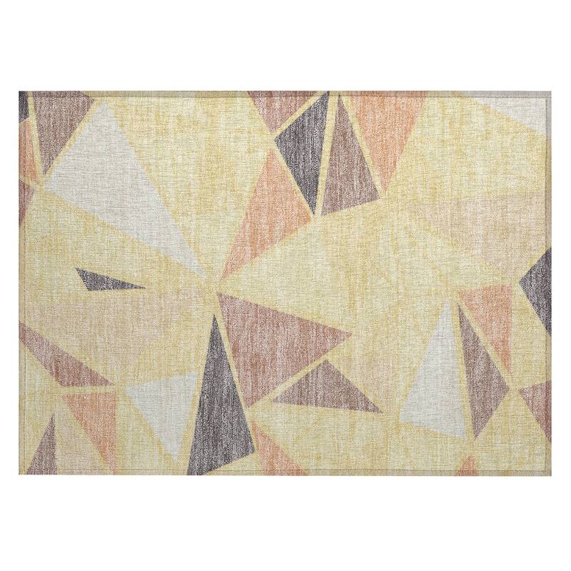 Machine Washable Indoor/ Outdoor Abstract Mosaic Chantille Rug