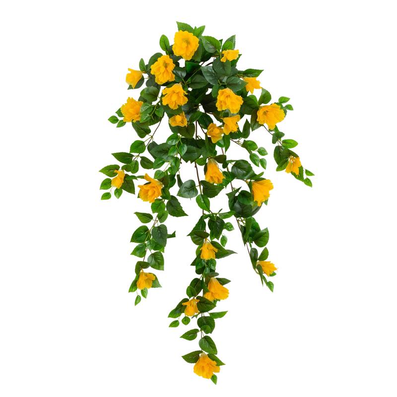 41-in UV Resistant Artificial Hibiscus Hanging Plant - Set of 2