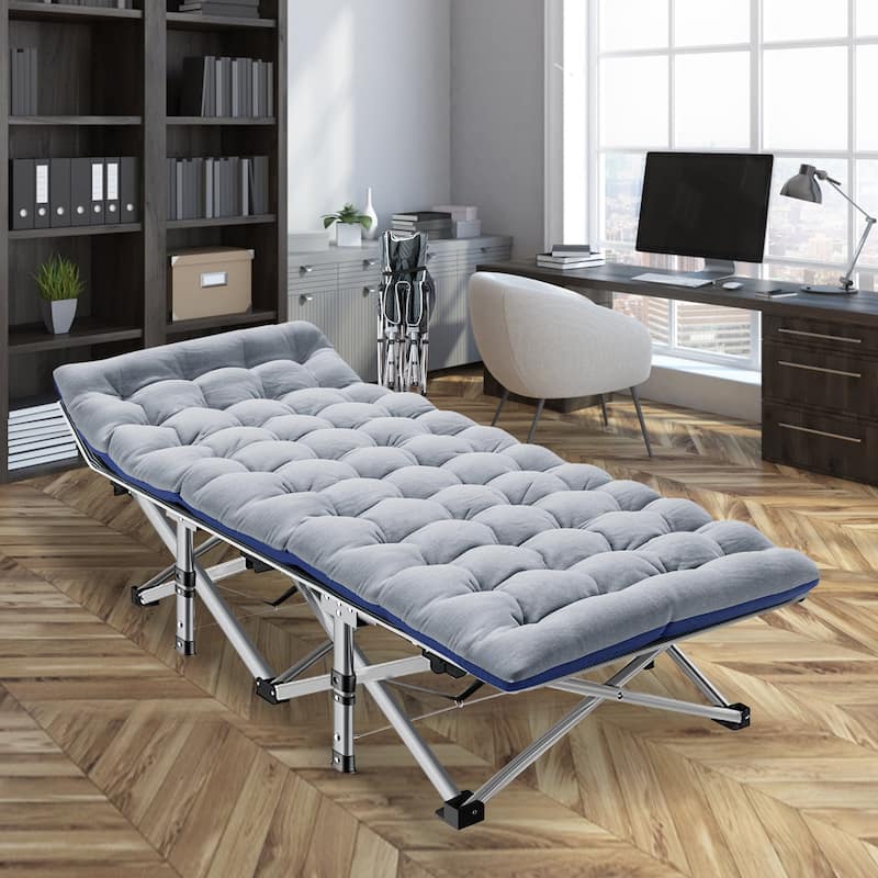 DoCred Folding Camping Cot with 3.3 Inch Mattress, 660lb Load capacity - 75"×28"×14" - Grey