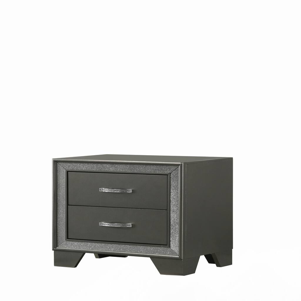Contemporary 1pc Nightstand Sparkling Accent Bedside Storage