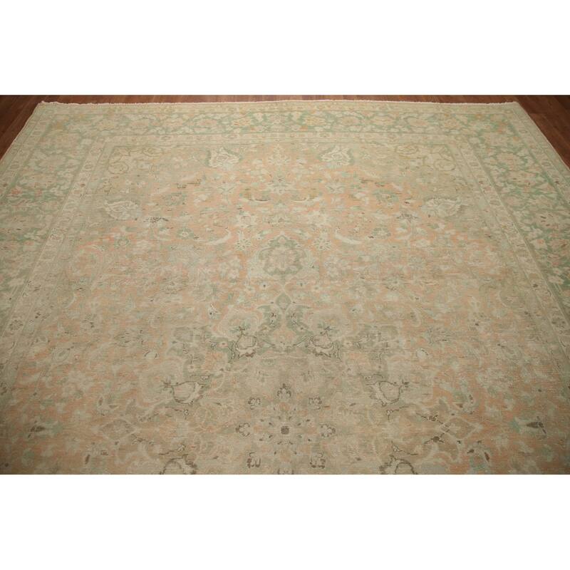 Hand Knotted Oriental 100% Wool Carpet Traditional Floral Oranges & Rust Kashan Area Rug - 13' 1'' X 9' 6''