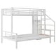 preview thumbnail 17 of 22, Stairway Twin over Full Size Bunk Bed with Open Wardrobe, Metal Bunk Bedframe with Storage Staircase and Guardrails