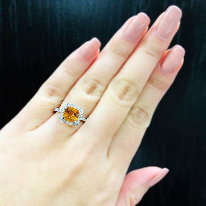 Auriya 1 1/4ct Cushion-cut Citrine and Halo Diamond Engagement Ring 1/2cttw 14k Gold