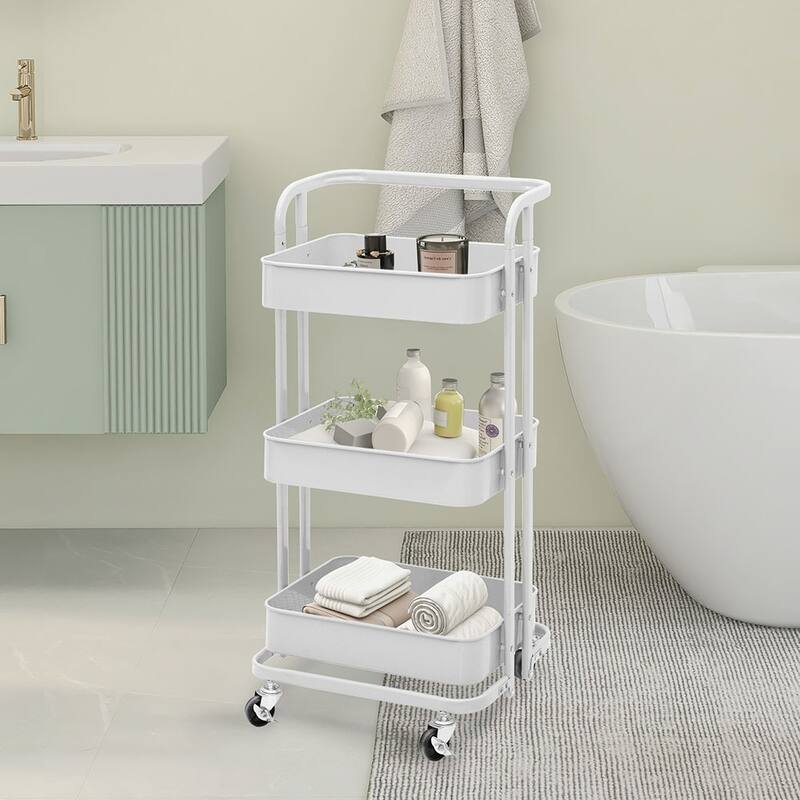 3 Tier Foldable Rolling Utility Cart