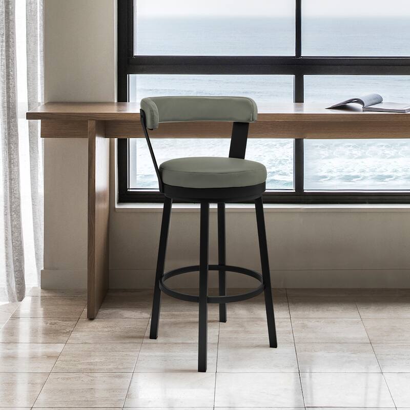 Naomi Bryant Black and Gray Faux Leather Counter Height Dining Set with Swivel Bar Stools