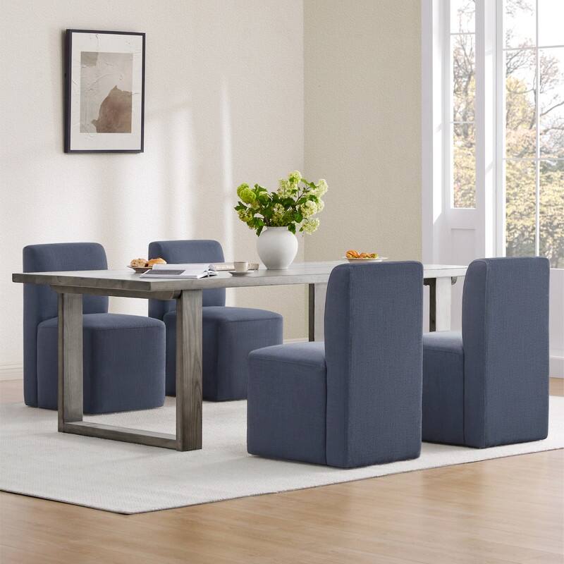 Spruce & Spring Charlotte Upholstered Dining Chairs with Casters Set of 2 - Set of 4 - Blue