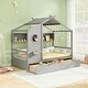 preview thumbnail 4 of 9, Twin Size House Bed with 2 Storage Drawers and Fence Guardrails
