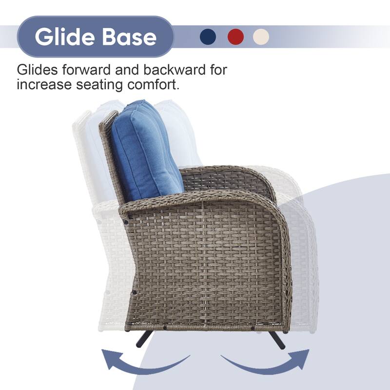 Gymojoy Outdoor Wicker Patio Furniture Loveseat Glider & Chair Set Weather-Resistant