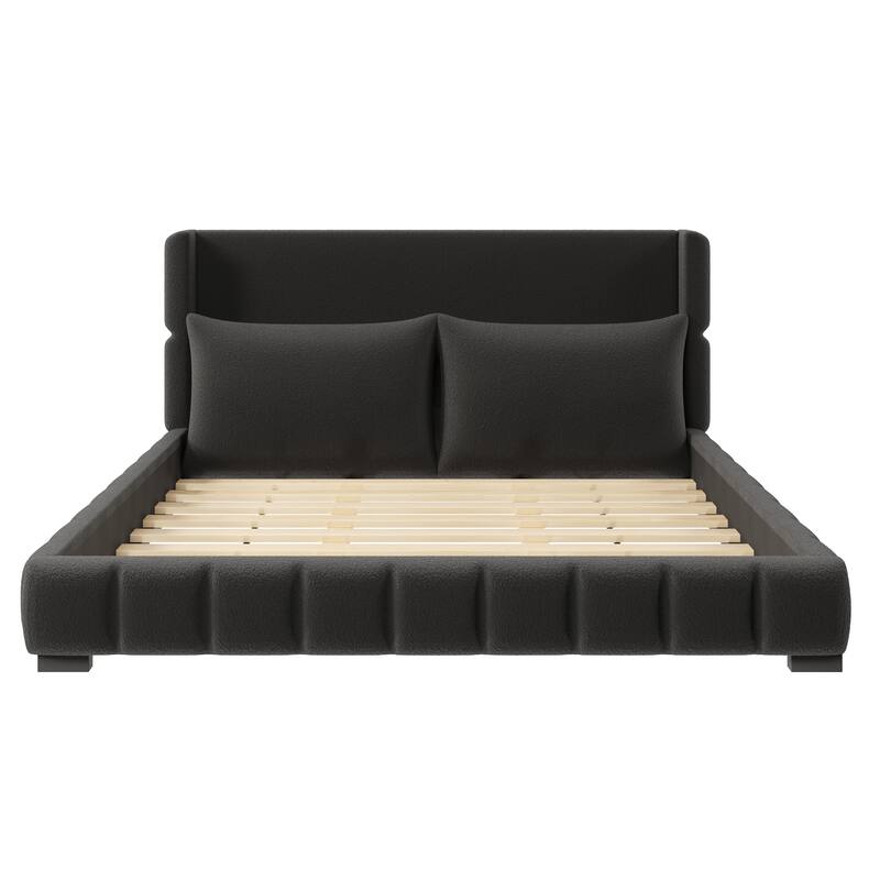 Upholstered Platform Bed with 2 Cushioned Pillows by Harper&Bright Designs