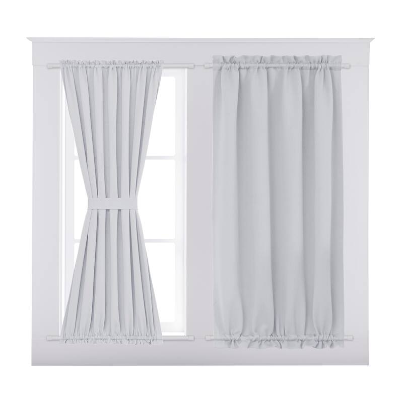 Deconovo French Door Curtain with Rod Pocket and Tieback 1 Panel