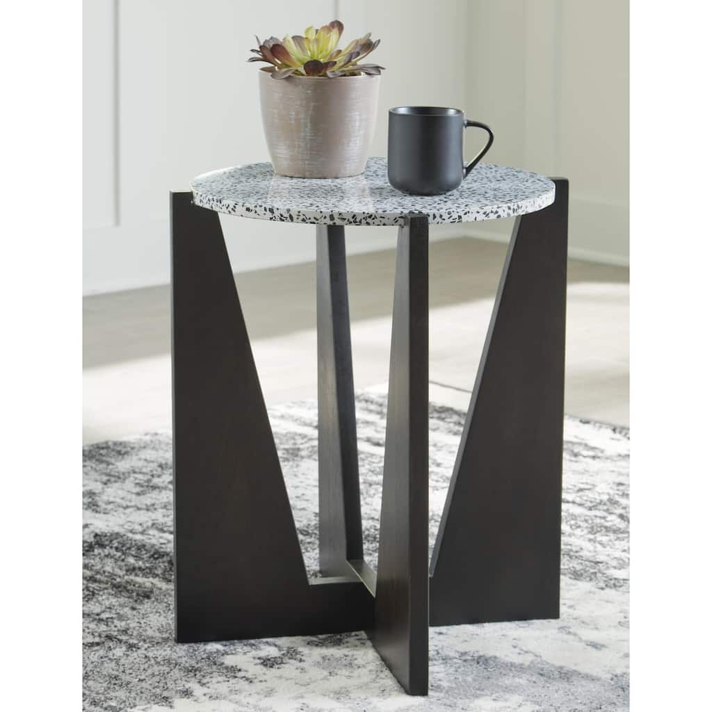 Signature Design by Ashley Tellrich Black/White Accent Table - 20.25" W x 20.25" D x 23.5" H
