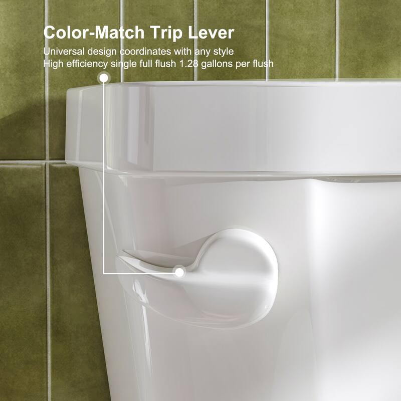 ADA Chair Height Two-piece 1.28 GPF Single Flush Round Toilet Map Flush 1000g, Soft-Close Seat Included