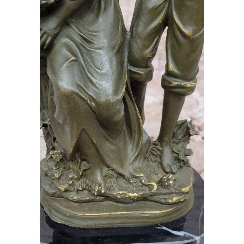Romantic Farm Couple Bronze Sculpture – Vintage Harvest Scene