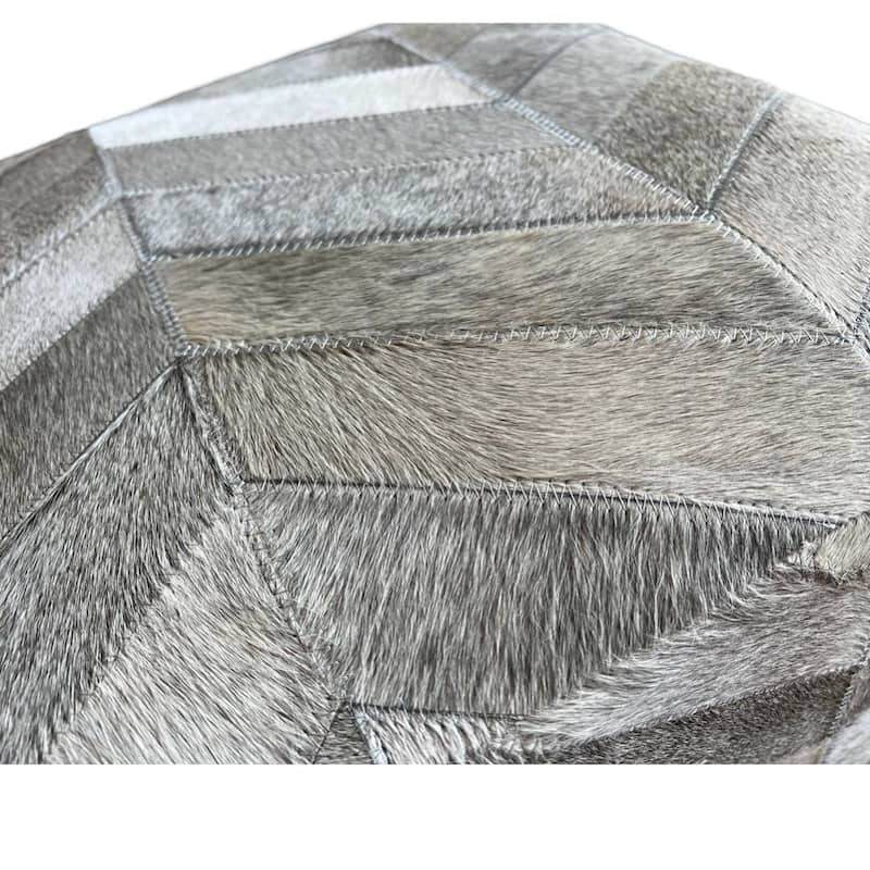 Pasargad Natural Cowhide Ottoman silver 19'' - 1' x 1'