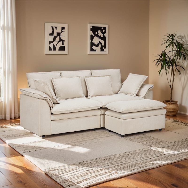 Pocassy Oversized Sectional Sofa Cloud Couch for Living Room - Beige