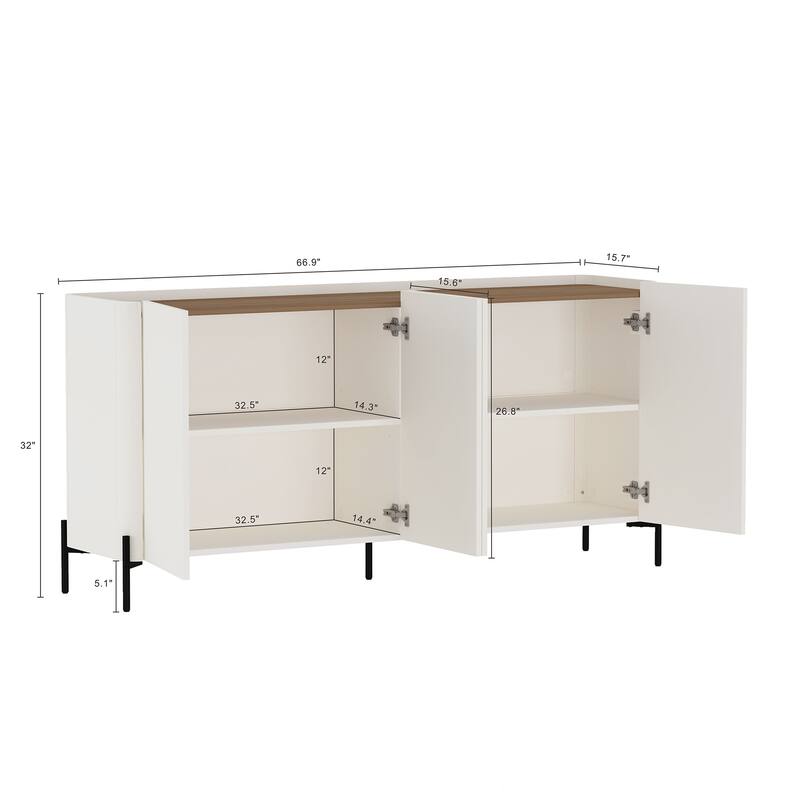 Manhattan Comfort 2-Piece Modern Abbey 66.9 In. Sideboard Glass Cabinet Set