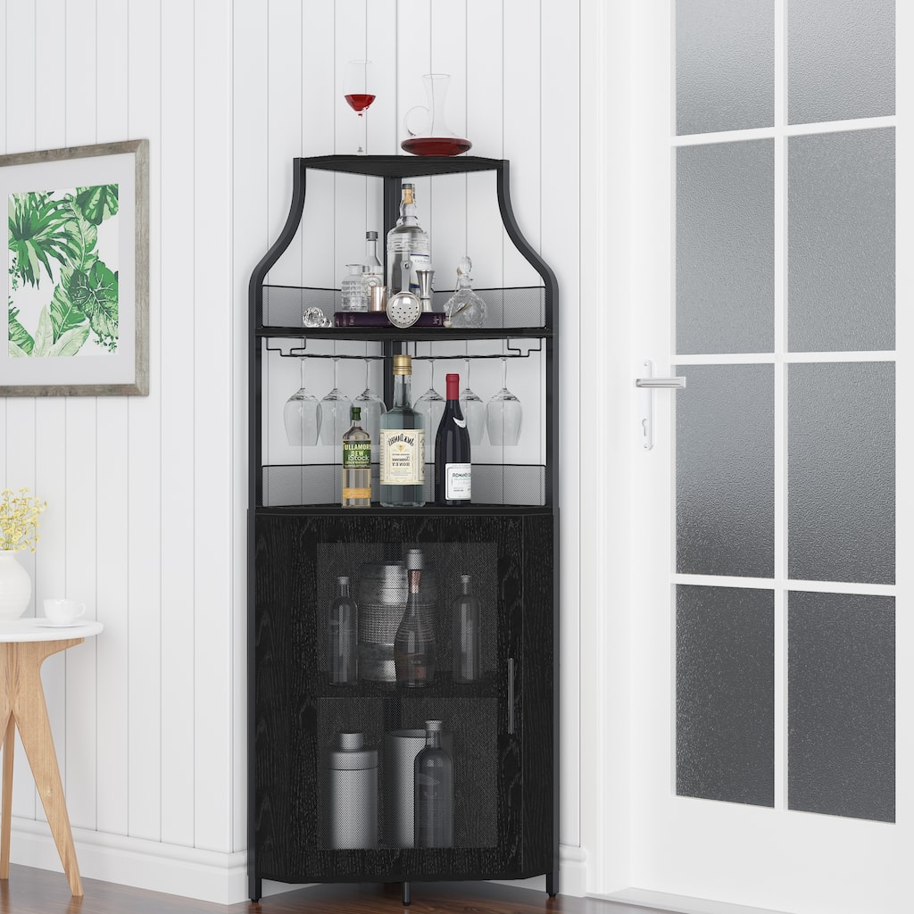Corner Wine Cabinet with Removable Wine Rack