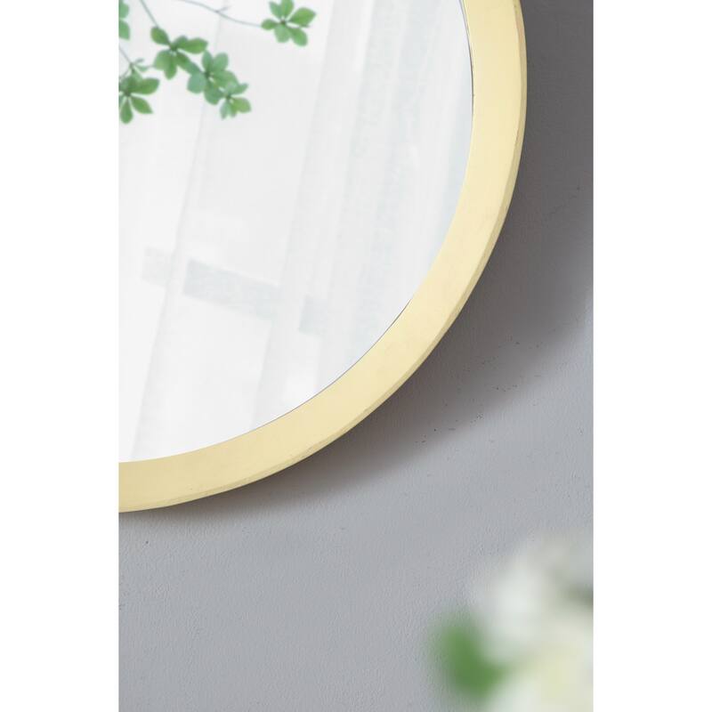 1.5" Transitional Decor Style Mango Wood Wall Mirror Wall Decor