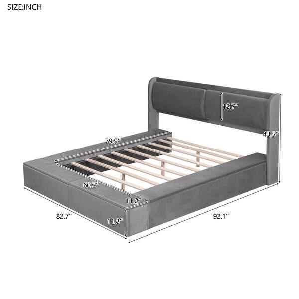 [Modern and Simple] Queen Size Upholstery Storage Platform Bed Bed