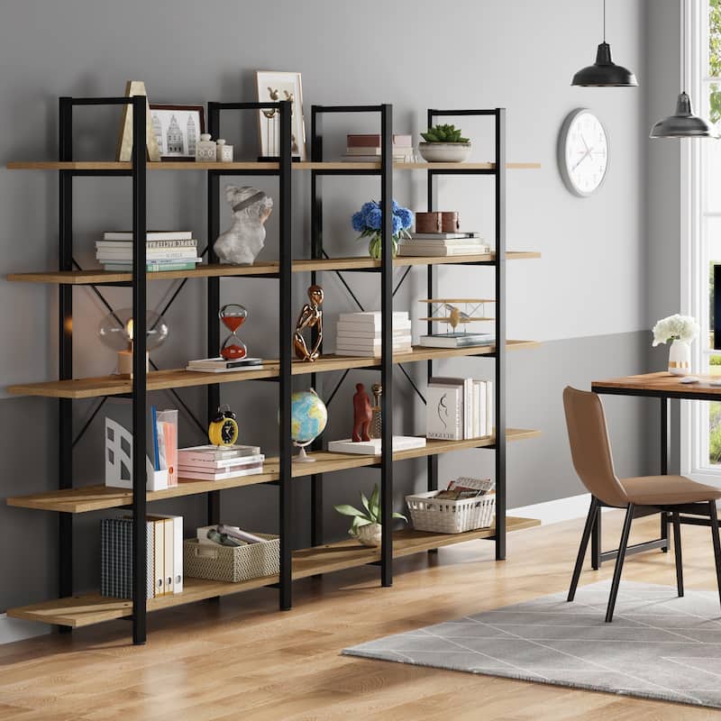 5-Tier Bookshelf, Vintage Industrial Style Bookcase