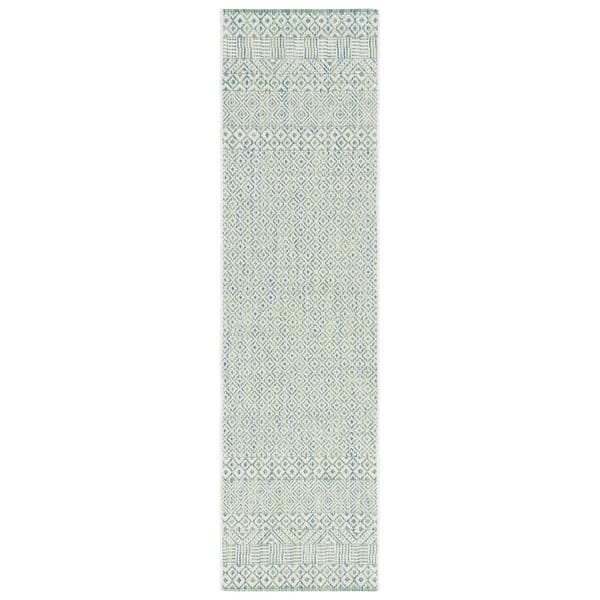 slide 2 of 8, SAFAVIEH Courtyard Terezija Indoor/ Outdoor Waterproof Patio Backyard Rug 2'3" x 10' Runner - Ivory/Green