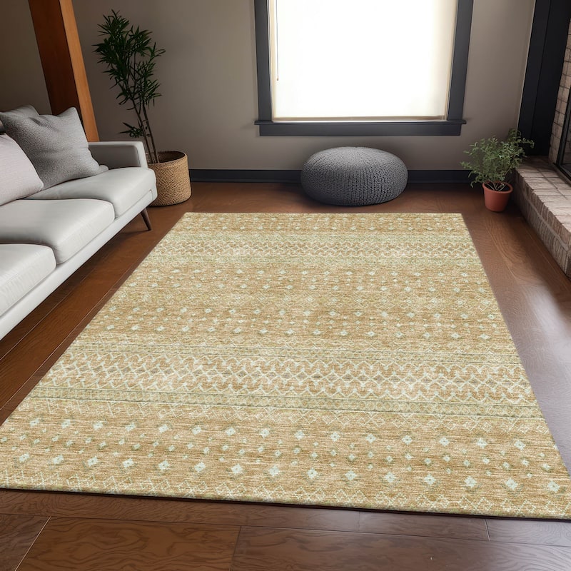 Premium Washable Super Soft Boho Geo Mayfield Rug - Copper - 2' 6" x 3' 10" - Rectangle