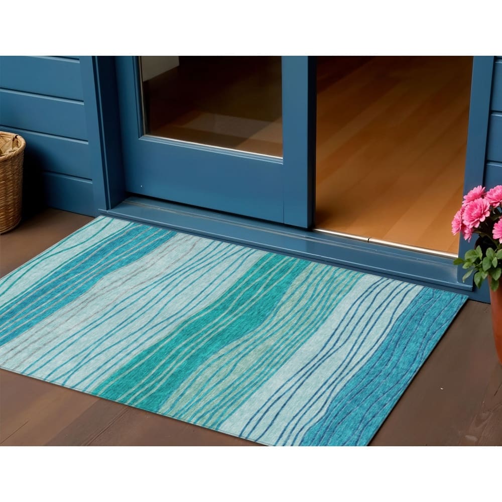 HomeRoots Striped Transitional Rectangle Outdoor Rug