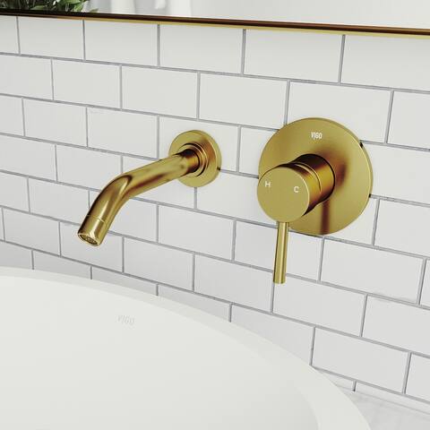 VIGO Olus Wall Mount Bathroom Faucet in Matte Brushed Gold