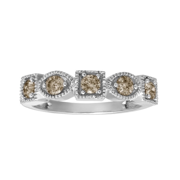1/2 ct Champagne Diamond Ring in 10K White Gold