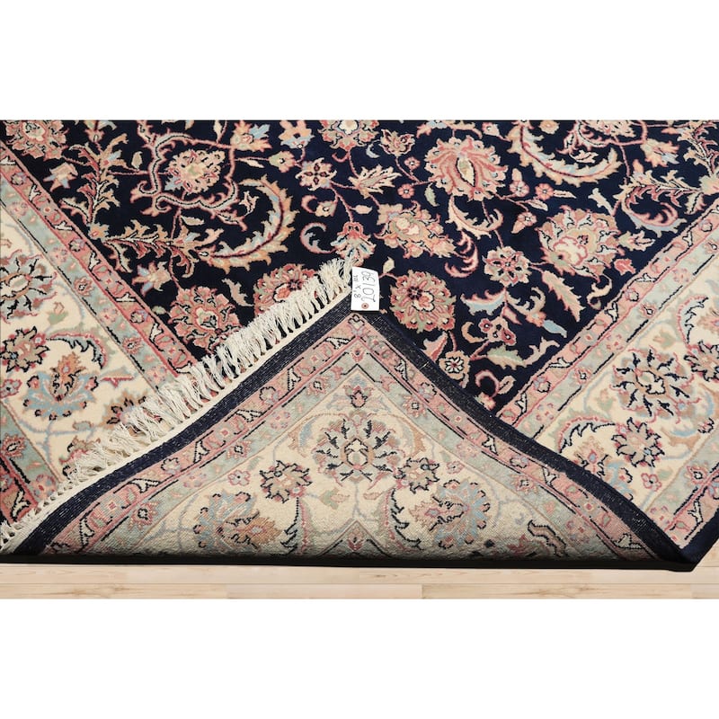 8'1''x10'2'' Hand Knotted Wool Midnight Blue Taabriz Traditional Are Rug - 8' 1'' x 10' 2''