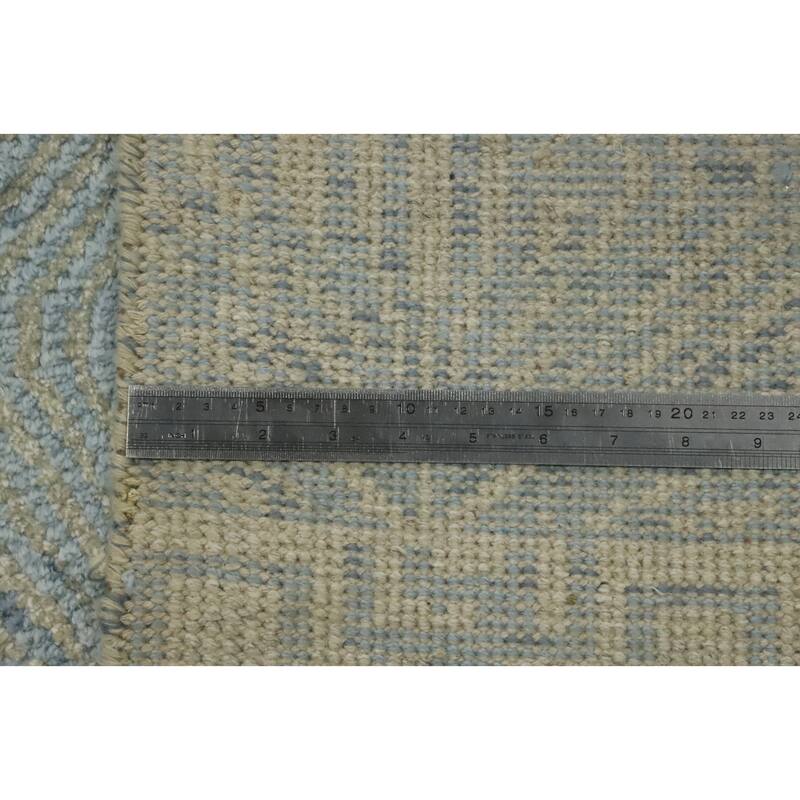 Hand-knotted Modern Wool Grey Geometric Area Rug Oriental Carpet - 7' 3'' X 5' 2''