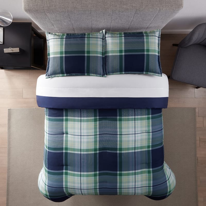 Serta Simply Clean Scott Plaid Antimicrobial Comforter Set - Multi - King