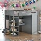 preview thumbnail 2 of 11, Kids and Baby Full Size Loft Bed with Desk,Wardrobes,4 Drawers and 4 Shelves