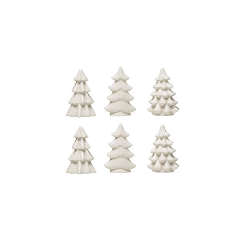 Stoneware Trees, Set of 6 - White