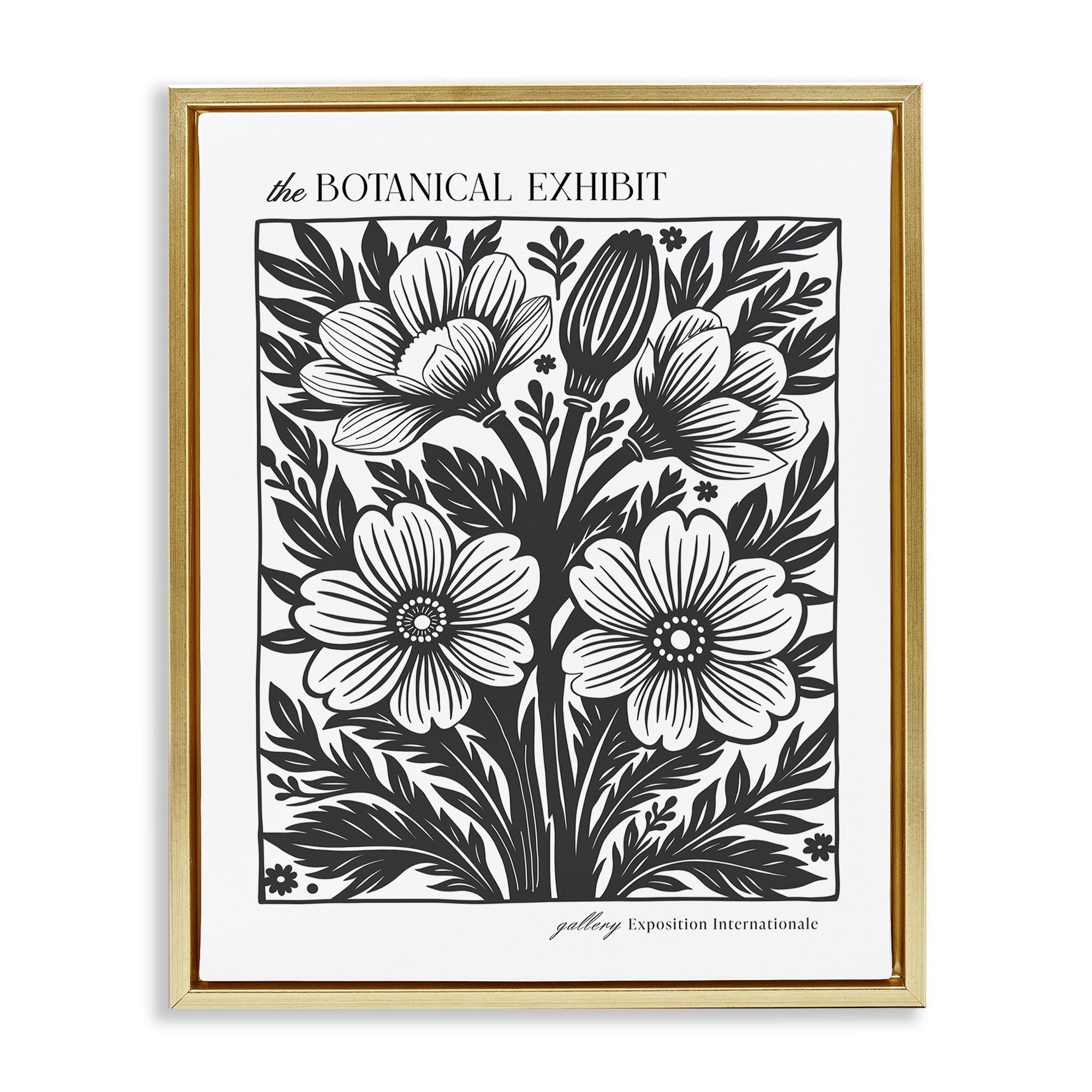 Stupell Vintage Botanical Blooms Framed Floater Canvas Wall Art Design By Lettered and Lined
