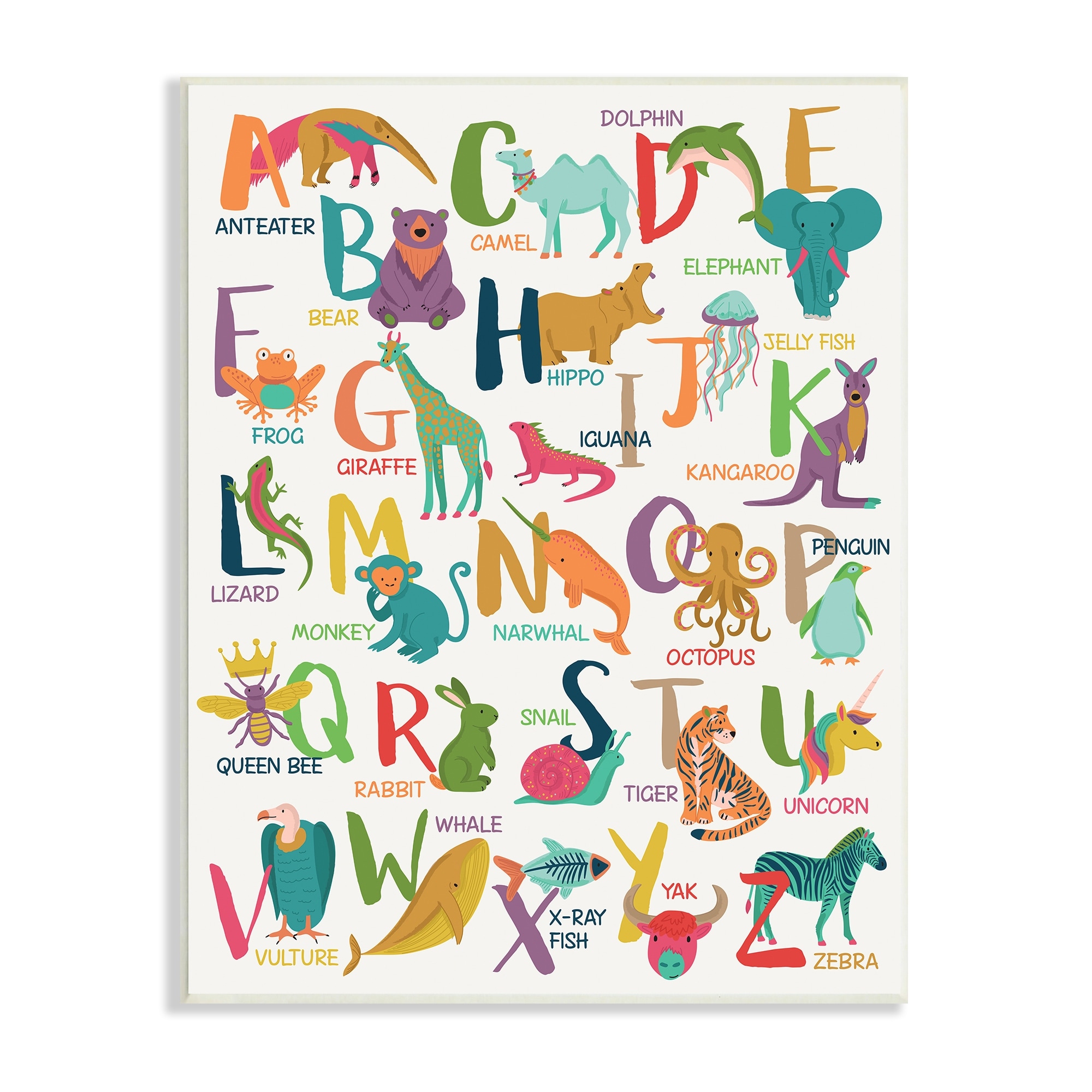 Stupell Industries Joyful Animal Alphabet Kidundefineds Playful ABC  Typography Wood Wall Art - Multi-Color - Overstock - 33854680