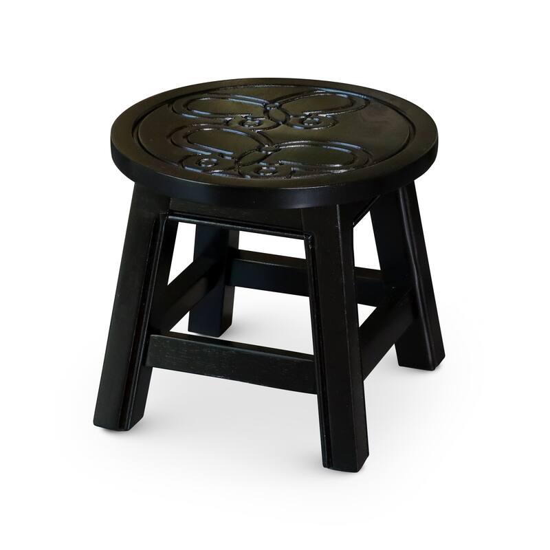 Carved Wooden Step Stool, Butterflies