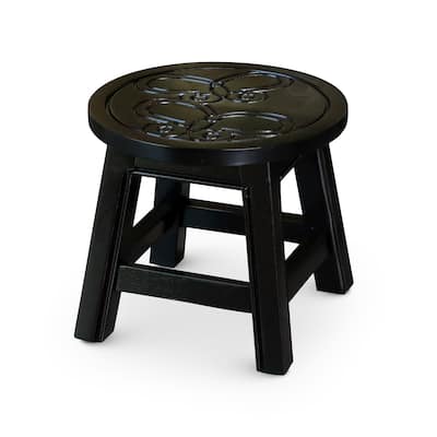 Carved Wooden Step Stool, Butterflies