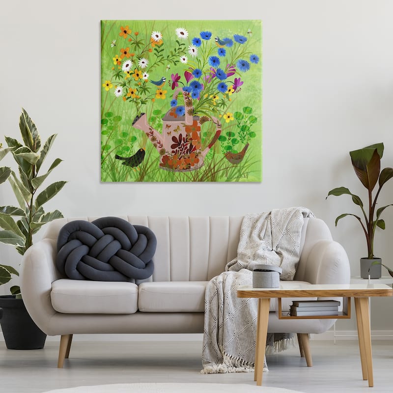 Stupell Bright Gardening Can & Birds Canvas Wall Art Design By Kay Widdowson