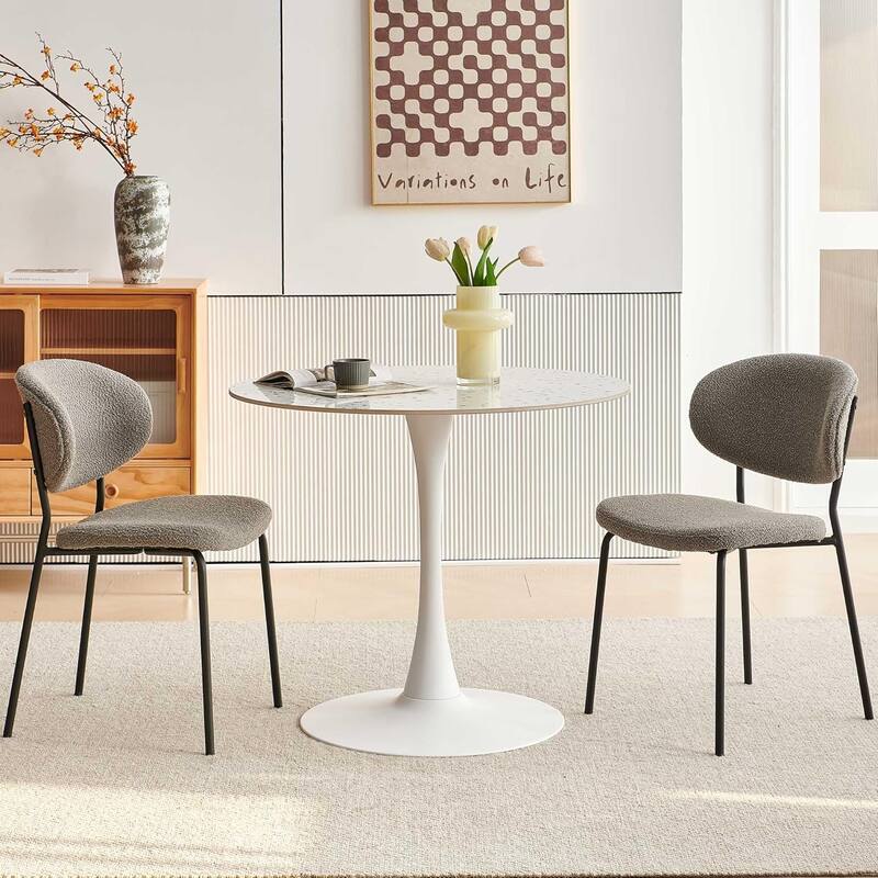 Howtai Round Kitchen Dining Chairs Upholstered,Metal Legs