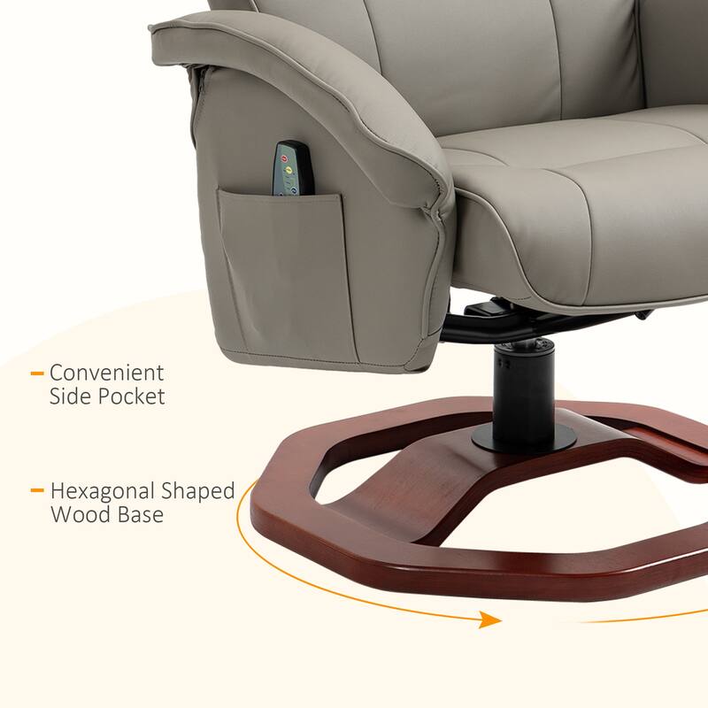 HOMCOM Massage Recliner with Ottoman, Electric Faux Leather Recliner