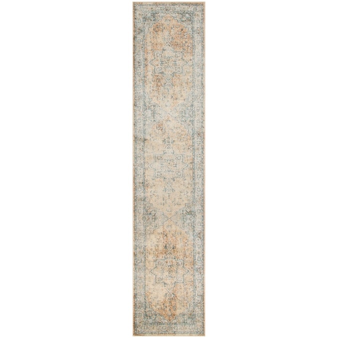Nourison Astra Machine Washable Distressed Area Rug - 2' 2" x 8' - Beige/Blue