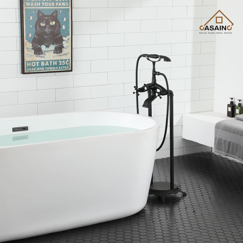 CASAINC 2-Function Free Standing Bathtub Faucet with 360 Degree Swivel Spout