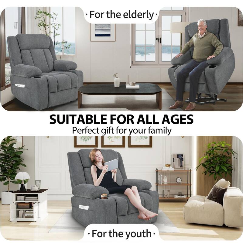 Velvet Power Lift Recliner with Footrest & Pocket