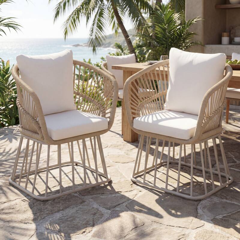 Christopher Knight Home - Outdoor Wicker Dining Chair with Steel Frame & Cushion (Set of 1/2/4/6)