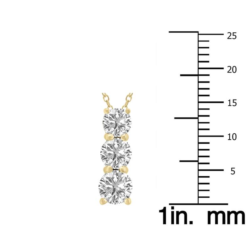 Marquee 1 CTW Lab Grown Diamond Three Stone Pendant in 14K Yellow Gold