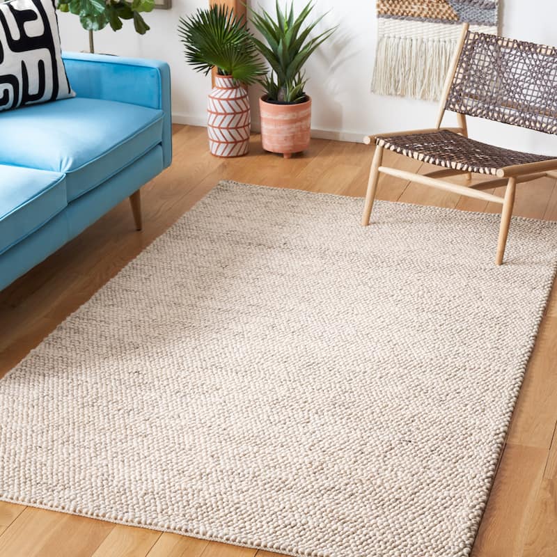SAFAVIEH Handmade Natura Eduina New Zealand Wool Rug - 4' Square - Grey/Ivory - Square