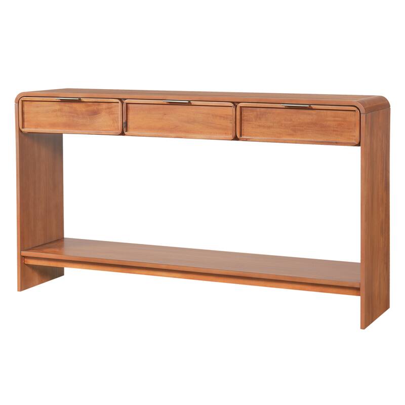 Christopher Knight Home - Alora Natural Acacia Console Table with 3 Drawers and Open Shelf for Living Room or Hallway Storage