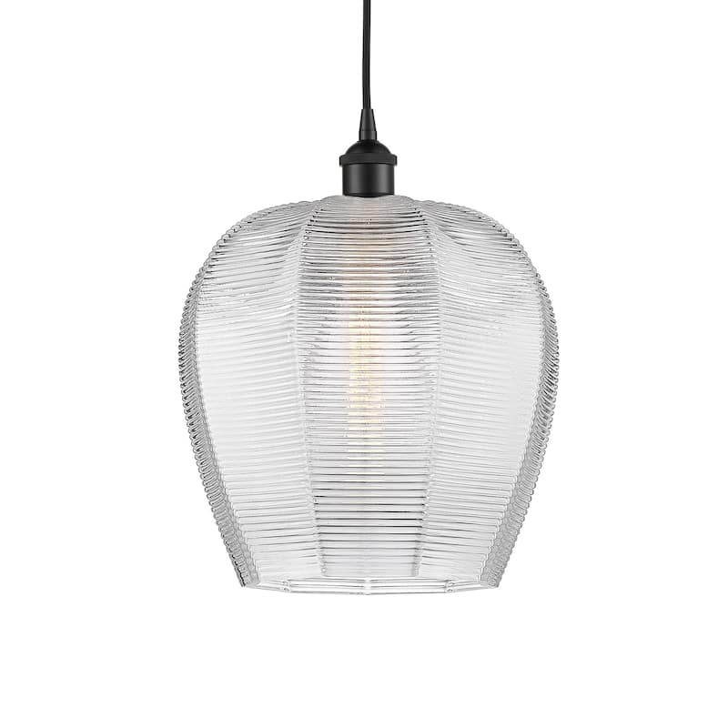 Innovations Lighting 616-1P-15-12 Norfolk Pendant Norfolk 12" Wide - Matte Black / Clear