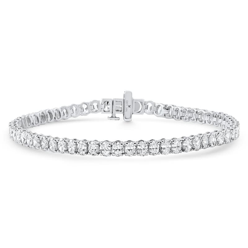 Bliss Diamond 6Ct Oval Cut Diamond Tennis Bracelet White Gold Lab Grown 7"